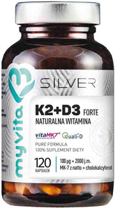 Vitamin K2 K - 2 + D3 D - 3 2000iu 120 kapslí MYVITA SILVER PURE